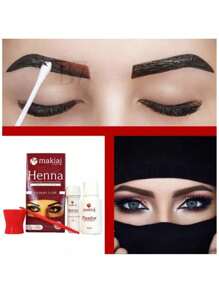 Eyebrow Henna Kit 3 1.5g Henna + 10ml Makiaj Fixer - Kit 3 N°7 Negro+Rubio+Rojo - Ver 7