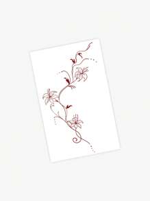 1 pièce Tatouage temporaire style art d'Asie de l'Est, fleur rouge, imperméable, anti-transpiration, usage unique, adhésif pour bras/dos, convient pour l'utilisation quotidienne des personnes à la mode