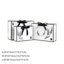 1 pezzo Borsa a tracolla bianca, sfondo bianco con linea nera, dettaglio fiocco, borsa regalo per stampa logo e testo, adatta per abbigliamento