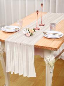 1 件/5 件白色美丽纱布桌旗桌布、婚礼派对房间餐桌装饰用品桌布、生日结婚周年家庭节日派对房间餐桌 DIY 装饰、婚礼纱布、家居装饰、婴儿淋浴装饰、椅背装饰纱、白色纱布、2026 新年装饰、新年桌旗 - 白色 - 查看 7