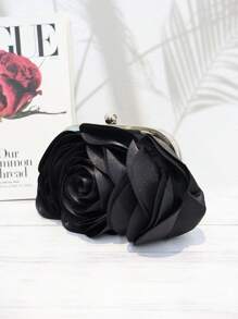 黑玫瑰包，适合派对、婚礼、正式活动、舞会礼服、伴娘礼服，非常适合派对婚礼舞会晚宴/宴会，搭配节日派对礼服晚礼服和亮片礼服 - 黑色 - 查看 5