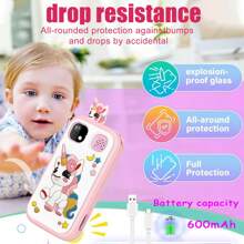 Juguete teléfono inteligente para niños, juguete teléfono para niños con pantalla táctil HD y cámara dual tipo unicornio, cámara de vídeo digital HD con funda protectora de silicona, juguetes de aprendizaje, regalos de Navidad y cumpleaños para niñas de 6 a 12 años