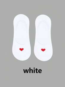 1/5/10 Pairs Women Low Vamp Socks Invisible Socks Anti-Slip, Heart Pattern, Fashion Versatile, Sweat-Absorbent, Breathable, Spring/Summer - Multicolor - View 13