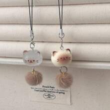 [Set da 4 pezzi] Ciondolo carino in peluche a forma di gattino, catena per cellulare, portachiavi, accessori per borse, regalo per la fidanzata, accessori per auto di coppia, accessori per borse stile gotico Y2K, cordini con porta badge, accessori per auto, ciondoli per borse, regali di Natale, regali per insegnanti e sorelle