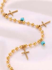 1 件不锈钢吊坠手链女式时尚串珠手链配绿松石金色链条手链珠宝 - 手鍊 - 查看 3