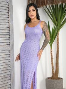 Women Sweater Dresses - Lilac Purple - View 5