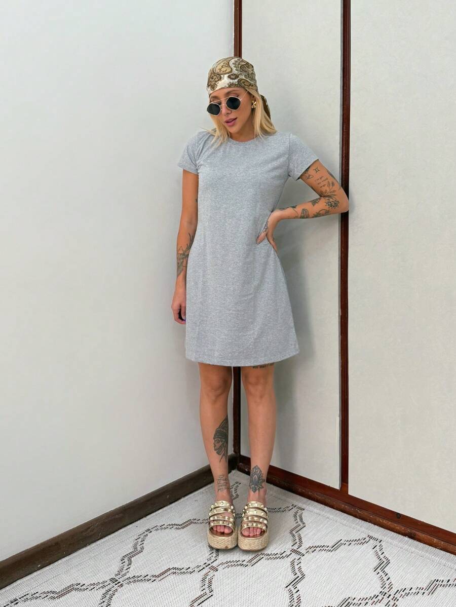 Aveloz T-Shirt Dress - Grey - View 1