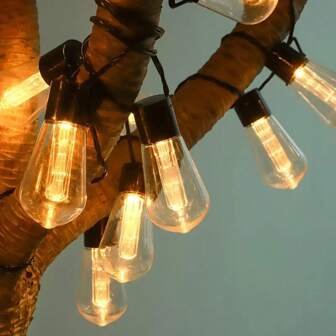 A Papaya Shaped Light String, Battery Powered, Multi-Mode Retro Hanging Light Bulb, Dimmable, Easter And Carnival Gift, Used For Sun Umbrellas, Gardens, Balconies, Courtyards, Bedrooms, Cafes, Hotels, Families, Parties, Birthday Decorations, Commercial Lighting (Battery Not Included)