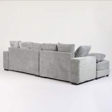 LUCKHAO 108.6" Corduroy Modular Sectional Sofa With Ottoman & Storage, Modern Deep-Seat L-Shaped Sectional With 8 Pillows, Cloud-Like Couch For Living Room, Apartment, Or Office - 灰色 - 查看 8
