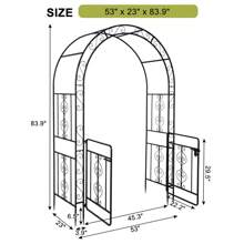 SUNROAD 7ft Double Layer Arched Roof With Black Wrought Iron Arched Courtyard Gate - Black - View 3