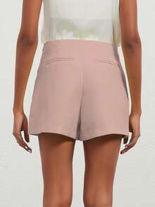 YROOE Women's Fashion Casual Versatile Solid Color Asymmetrical Skirt Shorts - Red Bean Paste Powder - View 6