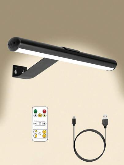 Rechargeable Indoor Wall Lamp, 3 Color Temperatures & Dimmable, Personal Computer Lamp, Painting Lamp With Remote Control, Cordless Picture Light, Art Lamp With Adjustable Brightness And Timer, LED Parallax Lamp, Vanity Mirror Light