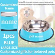Comedero de acero inoxidable antideslizante personalizado para mascotas, cuenco individual para comida o agua de perros grandes o gatos, con grabado conmemorativo de mascota, suministros para gatos, ornamental, estiloso, de moda, colorido, vintage, lindo, compacto, cachorros, personalizado, único, personalizado, para aniversarios, para cumpleaños