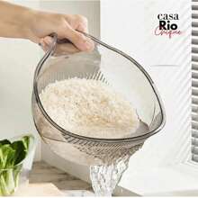 Ergonomic Rice And Vegetable Colander Multipurpose Plastic Drain Basket For Food Washing - Trong sáng - Xem 2