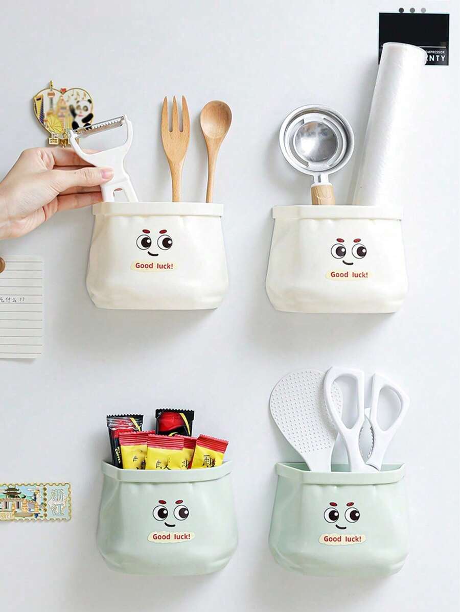 1pc Creative Refrigerator Magnetic Storage Box Kitchen Storage Punch-Free Wall-Mounted Refrigerator Outside Magnetic Multifunctional Shelf. Best Gifts Valentine Day Birthday Kitchen Decor - Multicolor - View 1