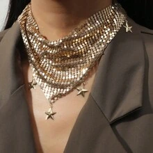 Collier mode, Ras-de-cou, Collier pendentif pentagramme et triangle