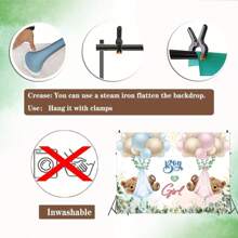 性别揭晓派对背景幕布，男孩/女孩家庭派对摄影背景，蓝色或粉色小熊横幅道具 - D款 - 查看 8