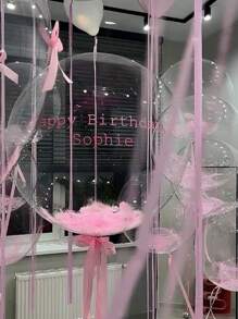 52pcs 20-Inch Pink Feather Balloons With Pink Bows, Suitable For Outdoor Photography, Valentine's Day Decorations, Family Birthday Parties, Weddings Summer Gifts Beach Back To School School Supplies Room Decor - Pink - View 5