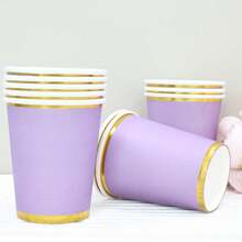 10/20/60pcs,Premium Hot Purple Paper Cups With Hot Stamp (9 Oz) - Disposable Paper Cups,Elegant Disposable Drinkware For Birthday Party,Family Gathering,Picnic,Party Decoration - Purple - View 16