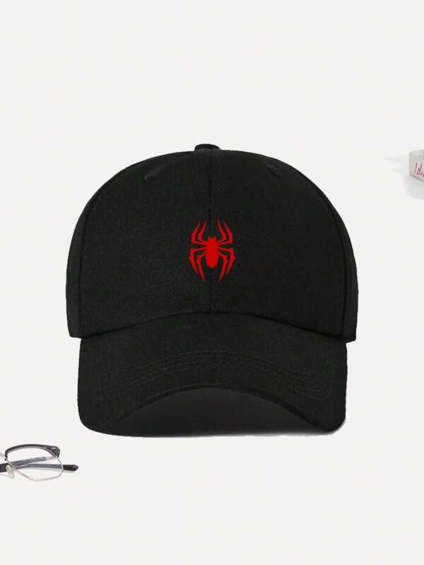 1pc Men's Adjustable Casual Simple Spider Graphic Print Baseball Cap, Suitable For Daily Wear