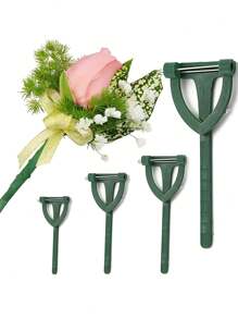 6Pcs Triangle Brooch For Groom Bridal Wedding, DIY Corsage Pins, Wedding Buttonhole Flowers Pin, High-End Bouquet Holder, Wedding Corsage Making Material T-Shaped Chest Buckle, Holder, Valentine's Day Flower Bundle Stand, Wedding Supplies