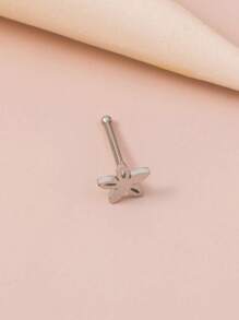 1pc Fashionable & Stainless Steel Skull, Heart, Flower Multi-Element Hip Hop Style Men Nose Stud & Hoop, Straight & Curved Unisex Nose Ring Piercing