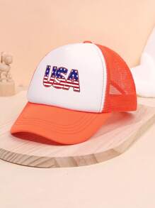 1pc Baseball Cap For Children, USA Print Breathable Sun Protection Hat Suitable For Fishing, Outdoor Activities