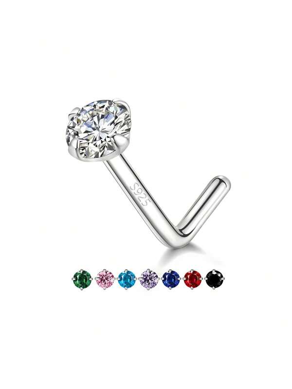 BALMORA 1 Stück 925er Sterlingsilber exquisiter, eleganter, minimalistischer kleiner, bunter einfacher runder Zirkonia-Nasenpiercing-Ring in Gold für Frauen, für Party, Alltag, als Freundschaftsschmuckgeschenk