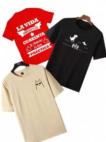set 3 PLAYERAS al azar paeuete  VARIos MODELOS DISEÑOS - Multicolor - Ver 1