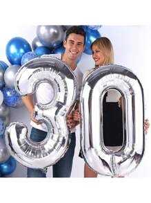 30pcs White, Gold, Black Number 30 Balloon Set, 30th Birthday Party Decorations, Anniversary Party Background Decorative Balloons - Multicolor - View 8