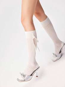 1 Đôi/3 Đôi Tất trang trí nơ phong cách Nhật Bản nhẹ - Phù hợp với mọi mùa, Y2k, ấm áp - Nhiều màu - Xem 4