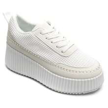 Women's Urban Lace-Up Platform Sneakers - White - View 4