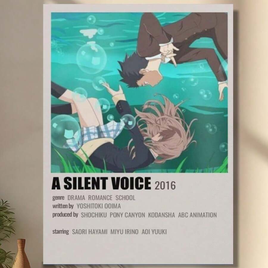 Framed A Silent Voice Anime Poster 03 Wall Art Canvas Print Poster Home Bathroom Bedroom Office Living Room Decor Canvas Poster  Birthday Party Decor, Mother's Day New Year Easter Gift,  Home Living Room Office Wall Decor, Perfect Gift And Wall Decoration