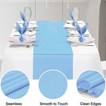 Juego de camino de mesa de satén, 1 camino de mesa y 6 servilletas, mantel de mesa de seda satinada largo, adecuado para boda, fiesta, ceremonia de graduación, decoración de cumpleaños