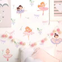 仙女芭蕾舞者蝴蝶结墙贴儿童房女孩婴儿房卧室装饰可爱儿童房壁纸自粘家居装饰墙面装饰浴室装饰房间装饰用品客厅装饰家居装饰客厅墙壁艺术墙纸个性贴纸 - 彩色 - 查看 2