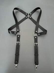 1pc Men Black Adjustable Stud Decor PU Leather Fashionable Punk Suspenders Suitable For Matching With Shirts And T-Shirts Halloween For Going Out Outfit Wedding Party And For Gift Halloween Accessories, Halloween Costumes Autumn-Winter Accessories Halloween Costume,Suitable For Teens, Youth,Men,Casual, Outdoor, Athletic, Vacation, Graduation Gifts, Birthday, Daily Wear