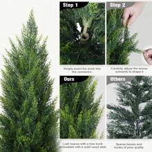 2-Pack Lifelike Cedar Topiary Trees (3/4/5 Ft) With Black Pot UV & Fade Protected Faux Evergreen Plants For Year-Round Indoor/Outdoor Elegance No Maintenance Needed Xmas Cypress Bushes With Container Perfect For Christmas Home & Garden Decor Office Front Door, Wedding, Party - 綠色 - 查看 5
