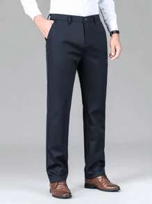 弹力高腰通勤裤 男士弹力休闲裤 薄款夏季职业正装西装裤 全季新款直筒长裤 适合婚礼，宴会，派对，毕业典礼，圣诞节，职业制服（律师，医生，教师，高管）