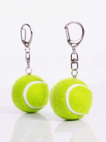 网球钥匙扣吊坠、迷你网球钥匙扣、可爱的书包挂饰、网球车配件、独特的礼物创意、浮动、圆形、开口环设计、新奇礼品袋饰物、适合运动爱好者的可爱手机配件 - 彩色 - 查看 1