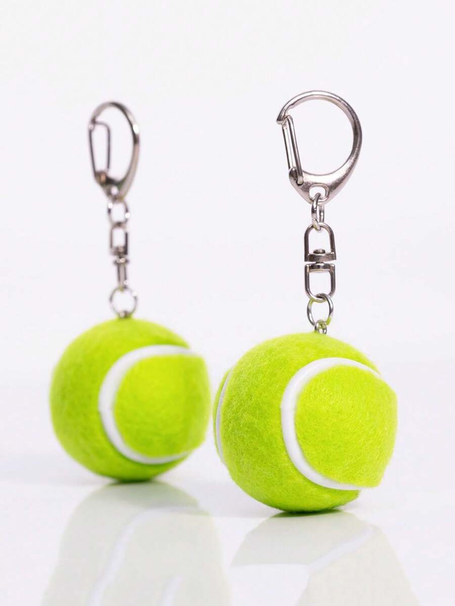 网球钥匙扣吊坠、迷你网球钥匙扣、可爱的书包挂饰、网球车配件、独特的礼物创意、浮动、圆形、开口环设计、新奇礼品袋饰物、适合运动爱好者的可爱手机配件 - 彩色 - 查看 1