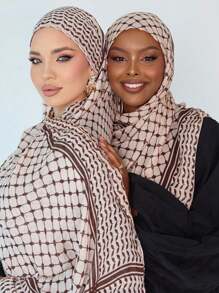 1pc Ladies New Floral Print Chiffon Hijab Arab Scarf Dubai Headscarf For Abaya