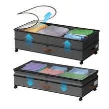 1/2pcs Under Bed Lockers Under Bed Lockers With Wheels And LIDS Under Bed Rolling Storage Clothes, Bedding, Shoes, Blankets, Books, Toys - Multicolor - View 6