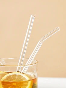 5/10pcs/Set (4Straws + 1Brush) Transparent Glass Straws, Heat Reusable Clear Glass Straws For Smoothies, And Drinks - Healthy - Includes Cleaning Brush School Supplies,Back To School Christmas For Holiday Gift Giving