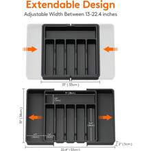 1pc Foldable Cutlery Storage Box, Convenient Utensil Holder Tray, Expandable Drawer Design, Aesthetically - Grey - View 3
