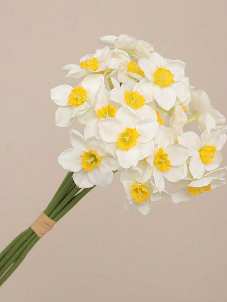 6pcs, Simulation Narcissus, Artificial Daffodils, Simulation Flower, Real Touch Narcissus Arrangement, Scene Decor, Room Decor, Wedding Supplies, Wedding Favors - White - View 9