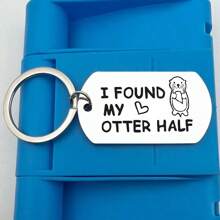 1 buc breloc amuzant din oțel inoxidabil pentru bărbați, I Found My Otter Half breloc cadou accesorii auto geantă farmec școală drăguț gotic Y2k
