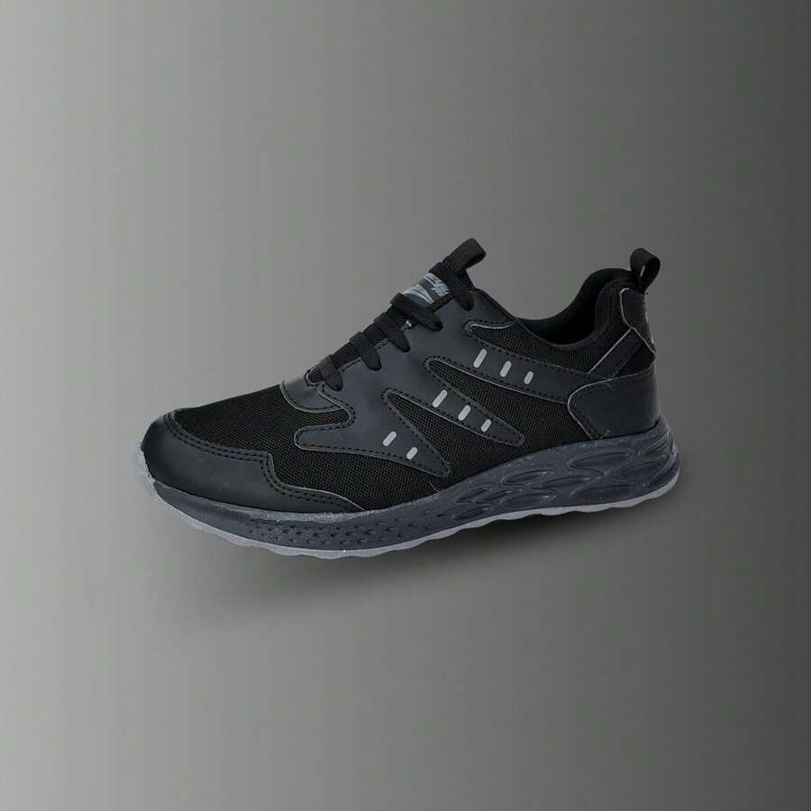 Tenis de running para hombre y mujer con diseño vibrante en varios colores, con aplicaciones laterales a juego, ideales para correr, entrenar o actividades deportivas. Ligeros, transpirables y cómodos, ofrecen estilo único y rendimiento superior. - Negro - Ver 1