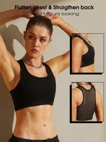 1pc Women Minimalist Seamless Sports Bra Shaping Top, Enhancing Bust, Smooth & Comfortable