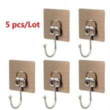 Set de 5 ganchos para pared, autoadhesivos, de estilo de moda, sin costuras, a prueba de agua, de fácil instalación, para colgar cubiertos, para baño, cocina y cuarto de aseo
