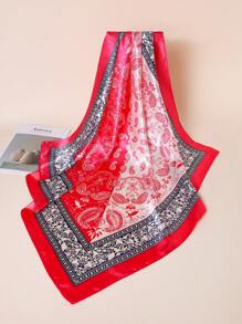 1 件女式 90 色方形围巾，优雅时尚佩斯利花卉印花头巾，适合休闲、街头服饰、装饰、头带、头巾